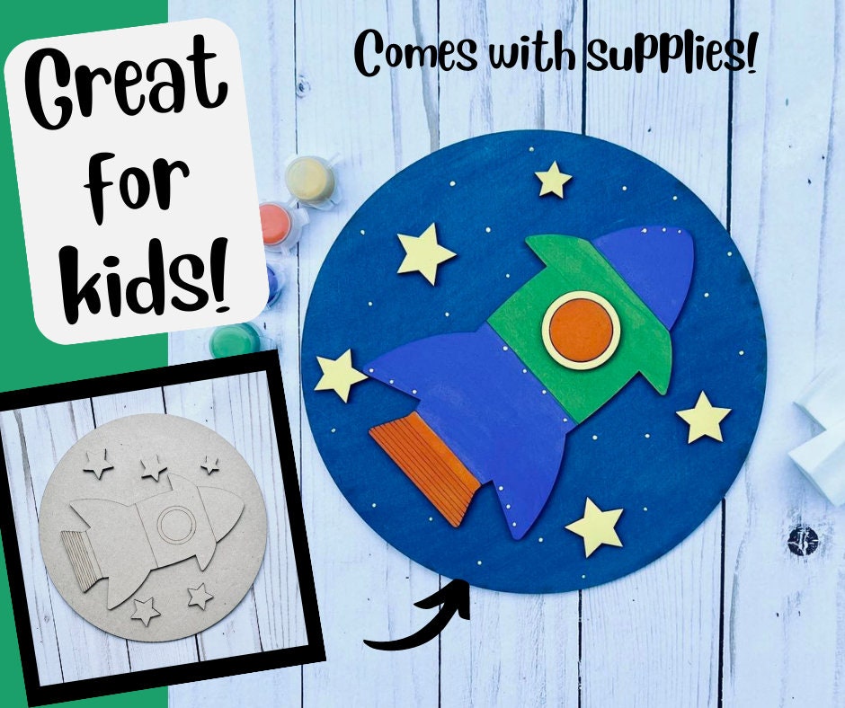 DIY Kids Paint Kit - Rocket Stars DIY Kit, Kids Paint Project, DIY Kit, Childrens Craft Project, Kids Craft Kit, Birthday Party