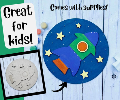 DIY Kids Paint Kit - Rocket Stars DIY Kit, Kids Paint Project, DIY Kit, Childrens Craft Project, Kids Craft Kit, Birthday Party