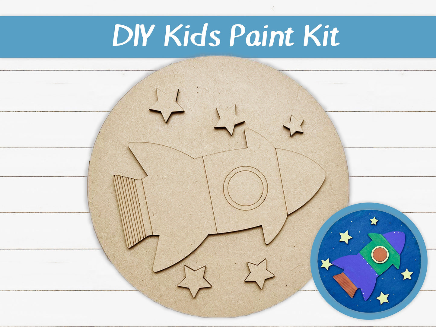 DIY Kids Paint Kit - Rocket Stars DIY Kit, Kids Paint Project, DIY Kit, Childrens Craft Project, Kids Craft Kit, Birthday Party