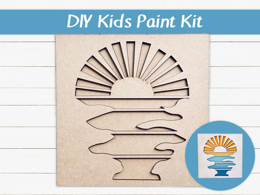 DIY Kids Paint Kit - Layered Sunset DIY Kit, Kids Paint Project, DIY Kit, Childrens Craft Project, Kids Craft Kit, Birthday Party