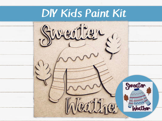 DIY Kids Paint Kit - Sweater Weather DIY Kit, Kids Paint Project, DIY Kit, Childrens Craft Project, Kids Craft Kit, Birthday Party