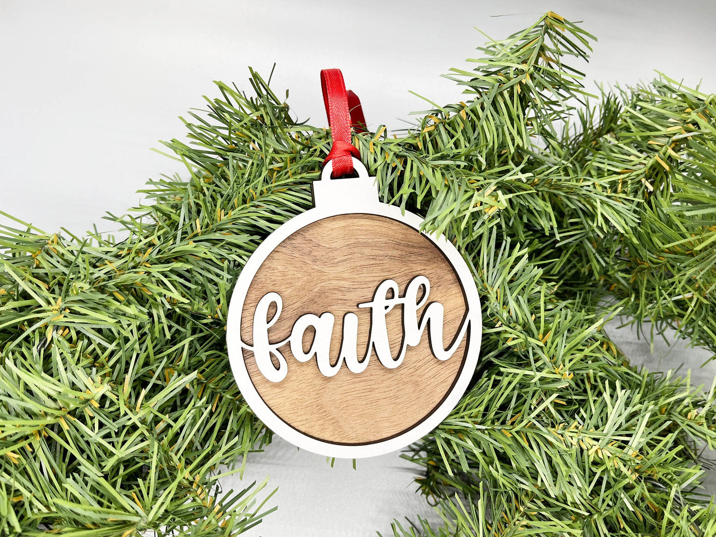 Wooden Ornament - Inspirational Words Ornament - Faith, Believe, Peace, Hope, Love, Joy, Noel - Wood Ornament, Christmas Ornament