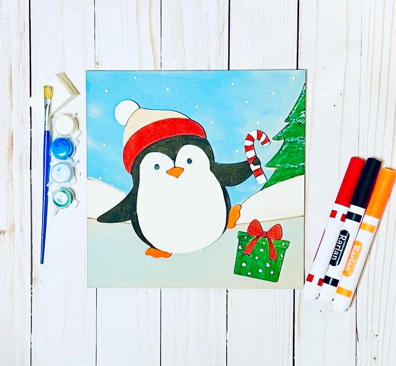 DIY Kids Paint Kit - Penguin Snow Gift Kit, Kids Paint Project, DIY Kit, Childrens Craft Project, Kids Craft Kit, Birthday Party