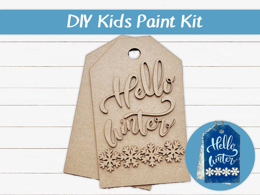 DIY Kids Paint Kit - Hello Winter Tags Kit, Kids Paint Project, DIY Kit, Childrens Craft Project, Kids Craft Kit, Birthday Party