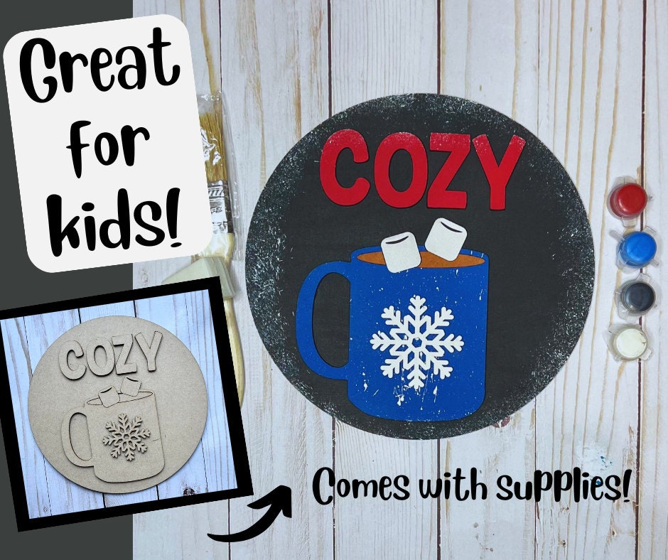 DIY Kids Paint Kit - Cozy Mug Snowflake Kit, Kids Paint Project, DIY Kit, Childrens Craft Project, Kids Craft Kit, Birthday Party