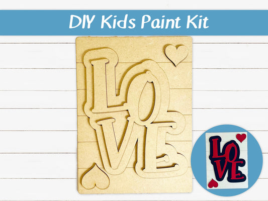 DIY Kids Paint Kit - LOVE Card Hearts Kit, Kids Paint Project, DIY Kit, Childrens Craft Project, Kids Craft Kit, Birthday Party