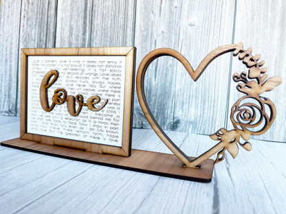 Love Heart 1 Corinthians 13 Photo Frame - Wood Picture Frame, Wooden Frame, Wood Frame, Photo Frame, Mother's Day, Wedding Décor, Home Décor