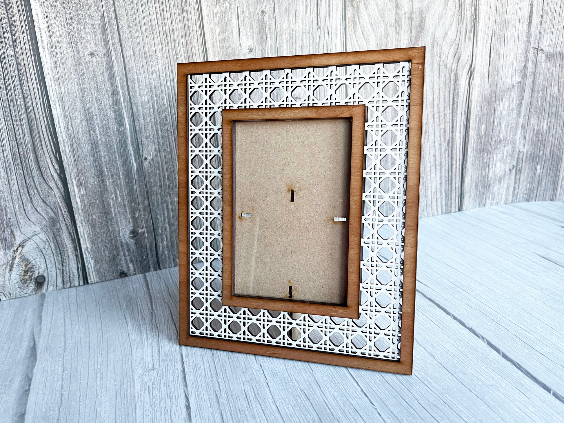 Rattan Photo Frame - Wood Picture Frame, 4x6, 5x7, 8x10, Wooden Frame, Wood Frame, Photo Frame, Mother's Day, Wedding Décor, Home Décor