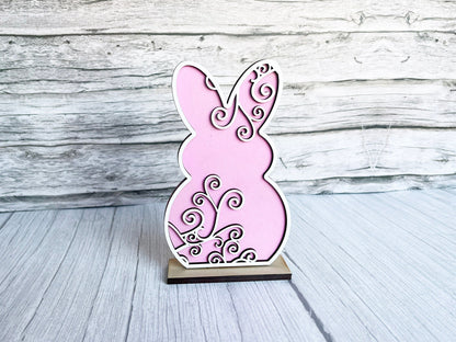 Spring Home Decor - Spring Flower Dragonfly Bunnies Stand Set, Dragonfly Bunny, Butterfly, Mantel Decor, All Seasons Decorations for Shelf