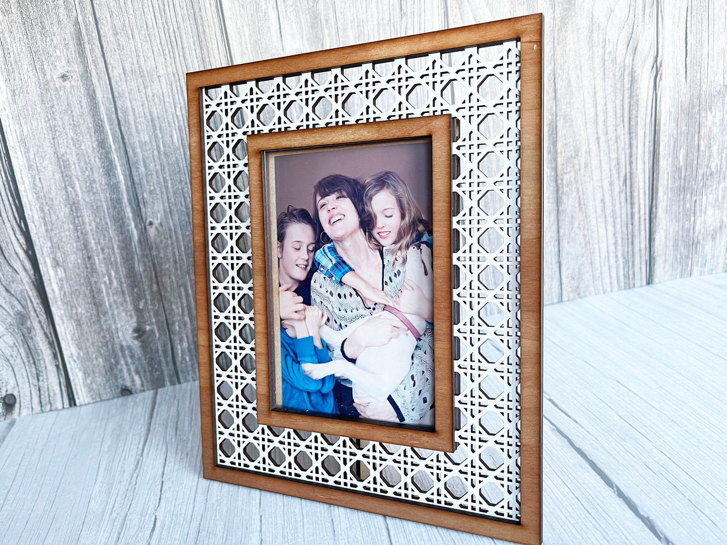 Rattan Photo Frame - Wood Picture Frame, 4x6, 5x7, 8x10, Wooden Frame, Wood Frame, Photo Frame, Mother's Day, Wedding Décor, Home Décor