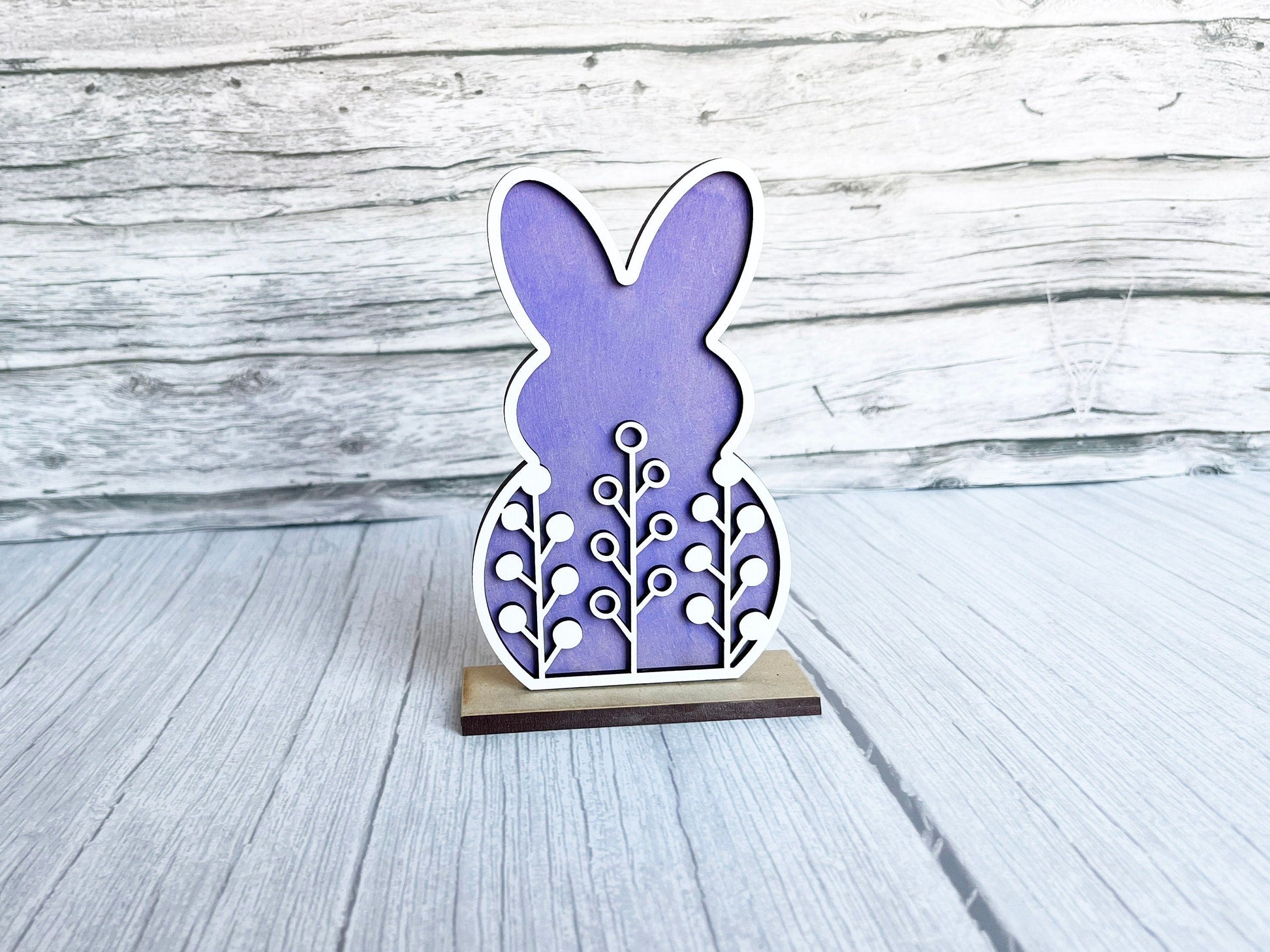 Spring Home Decor - Spring Vine Floral Bunnies Stand Set, Floral Bunny, Vines, Mantel Decor, All Seasons Decorations for Shelf, Easter