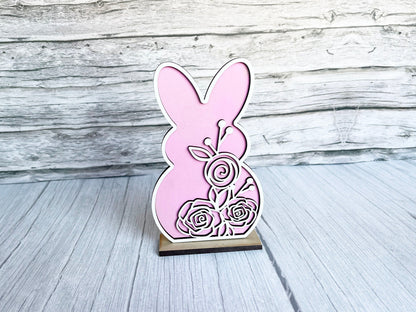 Spring Home Decor - Spring Flower Dragonfly Bunnies Stand Set, Dragonfly Bunny, Butterfly, Mantel Decor, All Seasons Decorations for Shelf