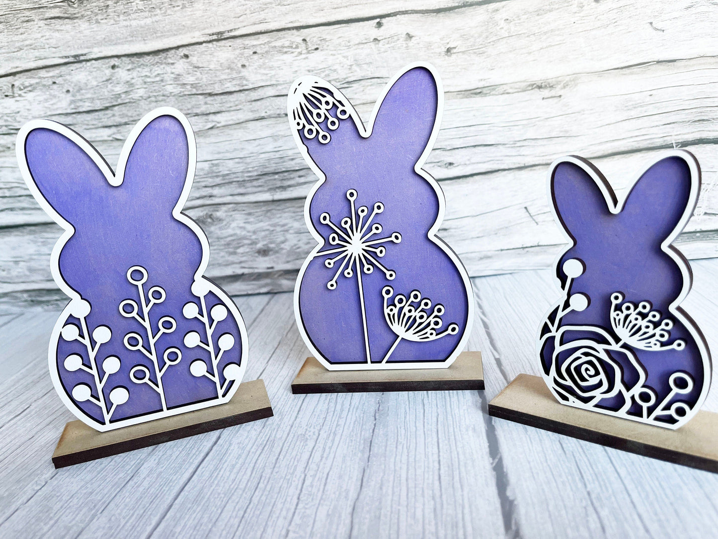 Spring Home Decor - Spring Vine Floral Bunnies Stand Set, Floral Bunny, Vines, Mantel Decor, All Seasons Decorations for Shelf, Easter