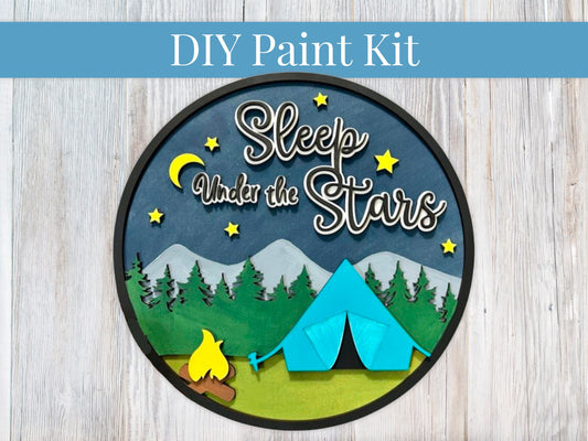 DIY Paint Kit - Sleep Under the Stars Sign, Wood Sign, Paint at Home, Craft Kit, Make Your Own, Paint Your Own, Paint Party