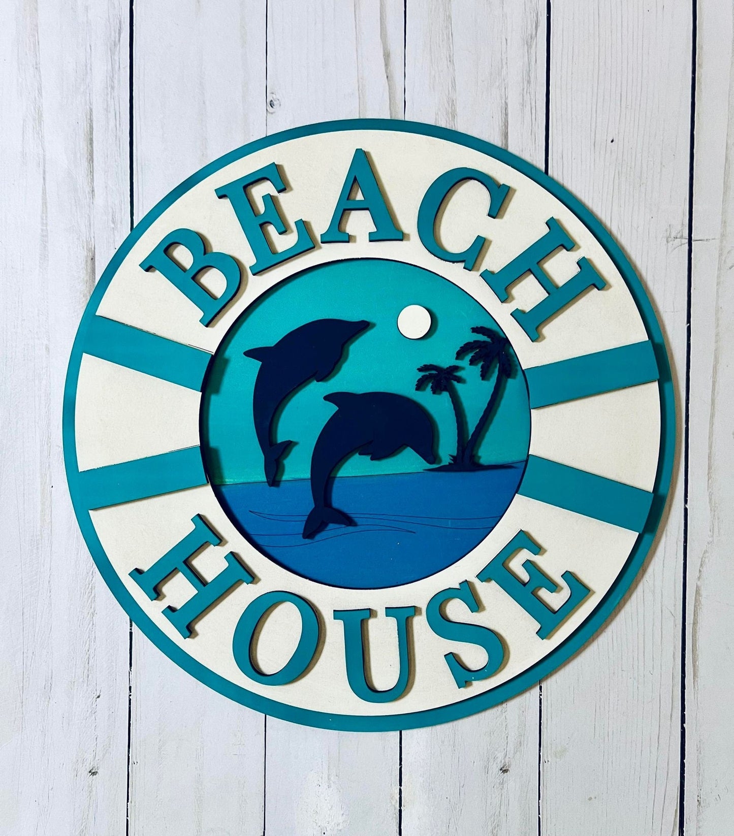 DIY Paint Kit - Beach House Dolphins Sign, Wood Sign, Unfinished DIY Wood Kit Craft Kit, DIY Blanks, Home Decor, Door Hanger