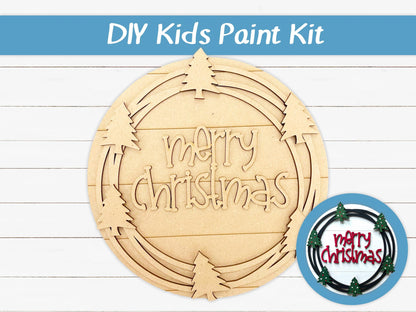 DIY Kids Paint Kit - Merry Christmas Tree Wreath Kit, Kids Paint Project, DIY Kit, Childrens Craft Project, Kids Craft Kit, Birthday Party