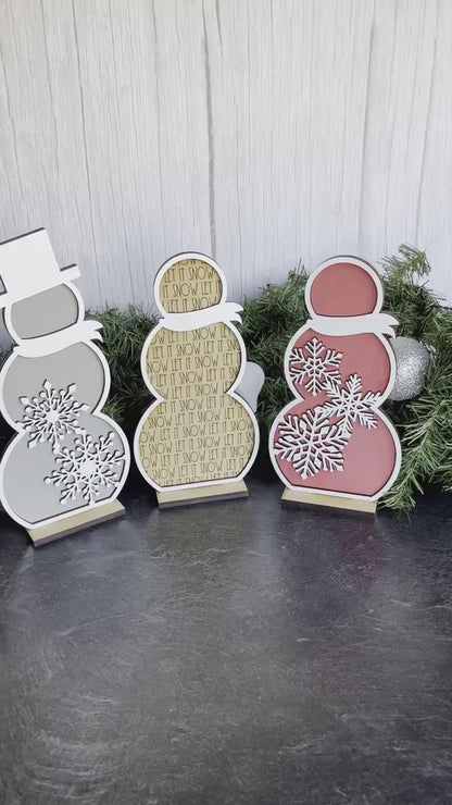 Snowmen Snowflake Large Stand Shelf Décor Set