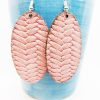 Oval Solid Fishtail Leather Earring Cherry Blossom