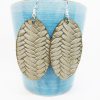 Oval Solid Fishtail Leather Earring Stonewash