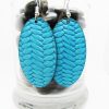 Oval Solid Fishtail Leather Earring Turquoise