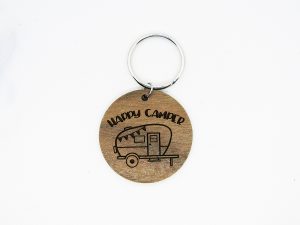 Happy Camper Trailer Circle Keychain