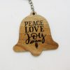 Peace Love Joy Holly Leaves Bell Keychain