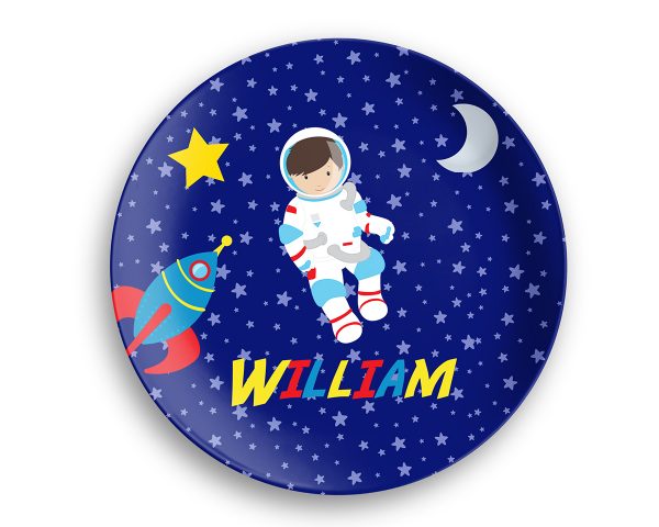 Astronaut Boy Girl Night Sky Plate
