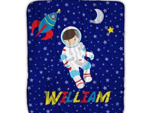 Astronaut Night Sky Moon Blanket