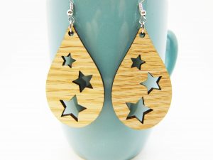 teardrop-three-stars-cut-out-wood-earrings