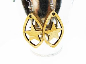 Petal Star Cutout Wood Earrings
