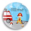 Firefighter Boy Girl Fire Truck Plate