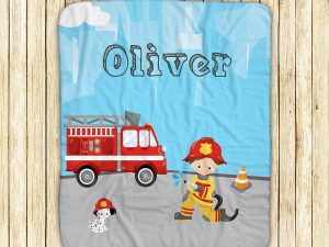 Firefighter Boy Girl Fire Truck Blanket