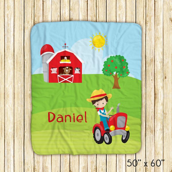 Happy Farm Boy Girl Barn Blanket