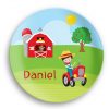 Happy Farm Boy Girl Barn Tractor Plate