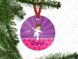 Karate Kid Girl Purple Ornament