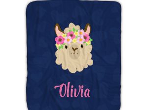 llama-funny-face-navy-hearts-blanket-personalized-gifts