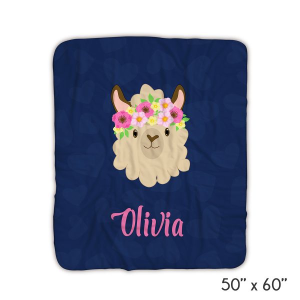 llama-funny-face-navy-hearts-blanket-personalized-gifts