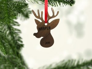 Reindeer Head Wood Ornament