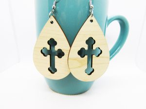 Teardrop Cutout Decorative Cross Earrings