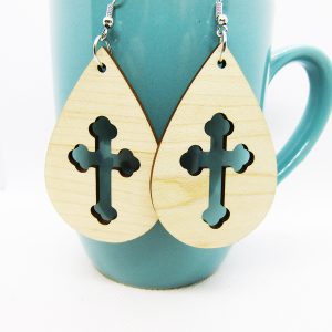 Teardrop Cutout Decorative Cross Earrings