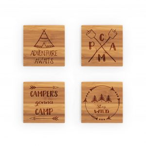 Camping Adventure Awaits Stay Wild Bamboo Coasters