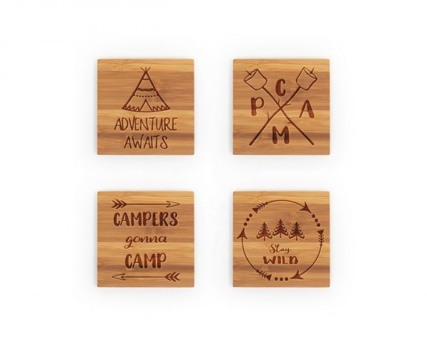 Camping Adventure Awaits Stay Wild Bamboo Coasters