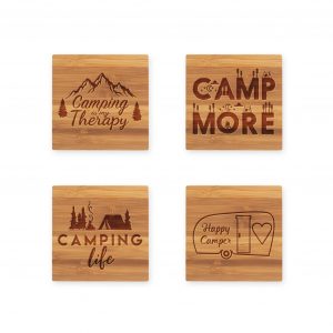 Camping Life Quotes Bamboo Coaster