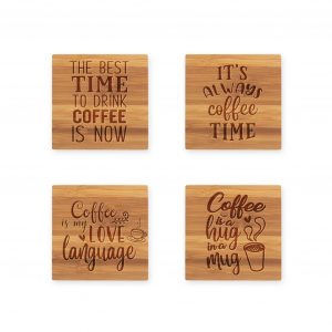 Coffee Love Quotes Bamboo Coaster