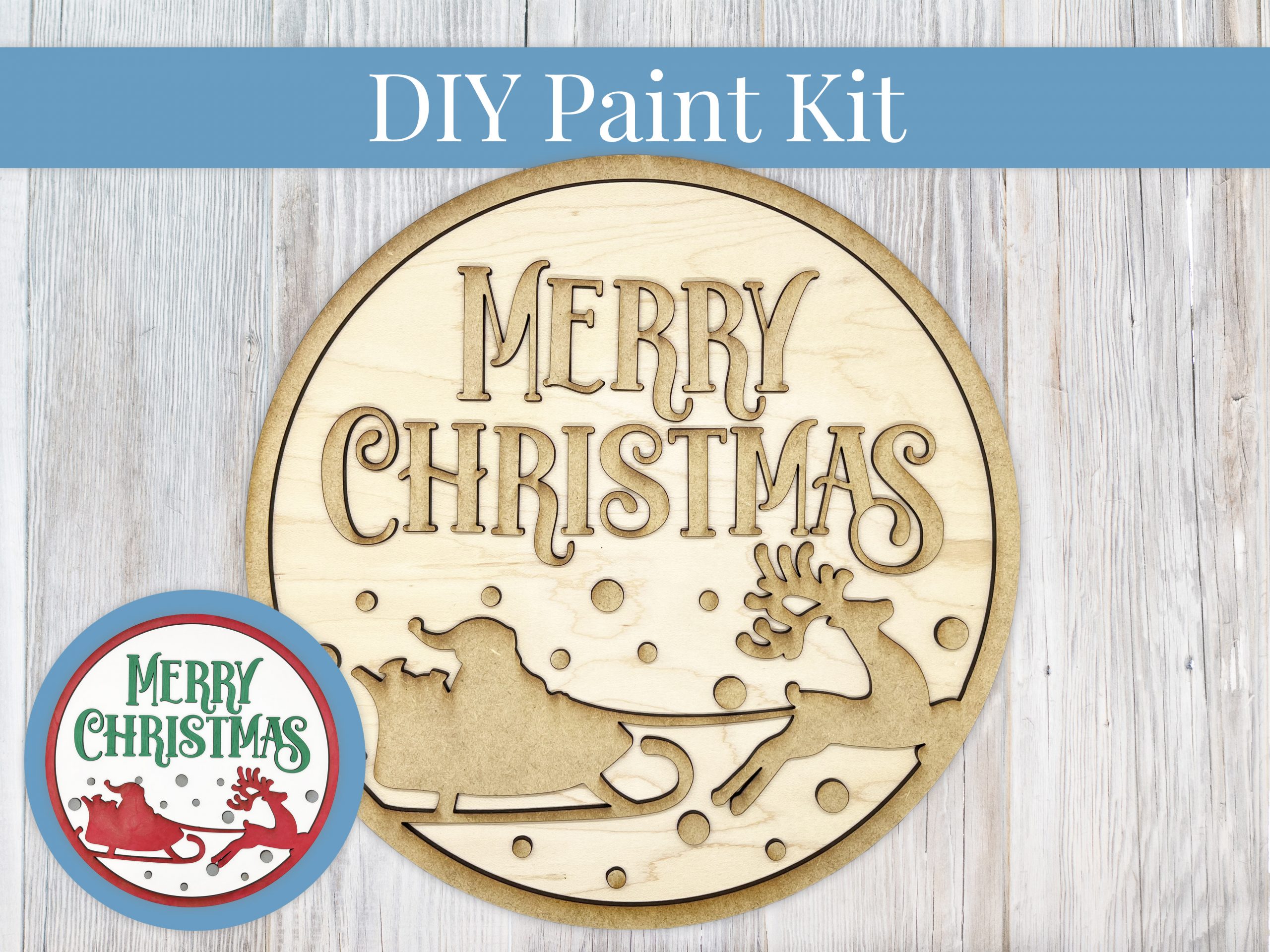 Merry Christmas Santa's Sleigh Sign Paint Kit