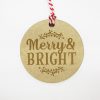 Merry and Bright Holly Branch Gift Tag