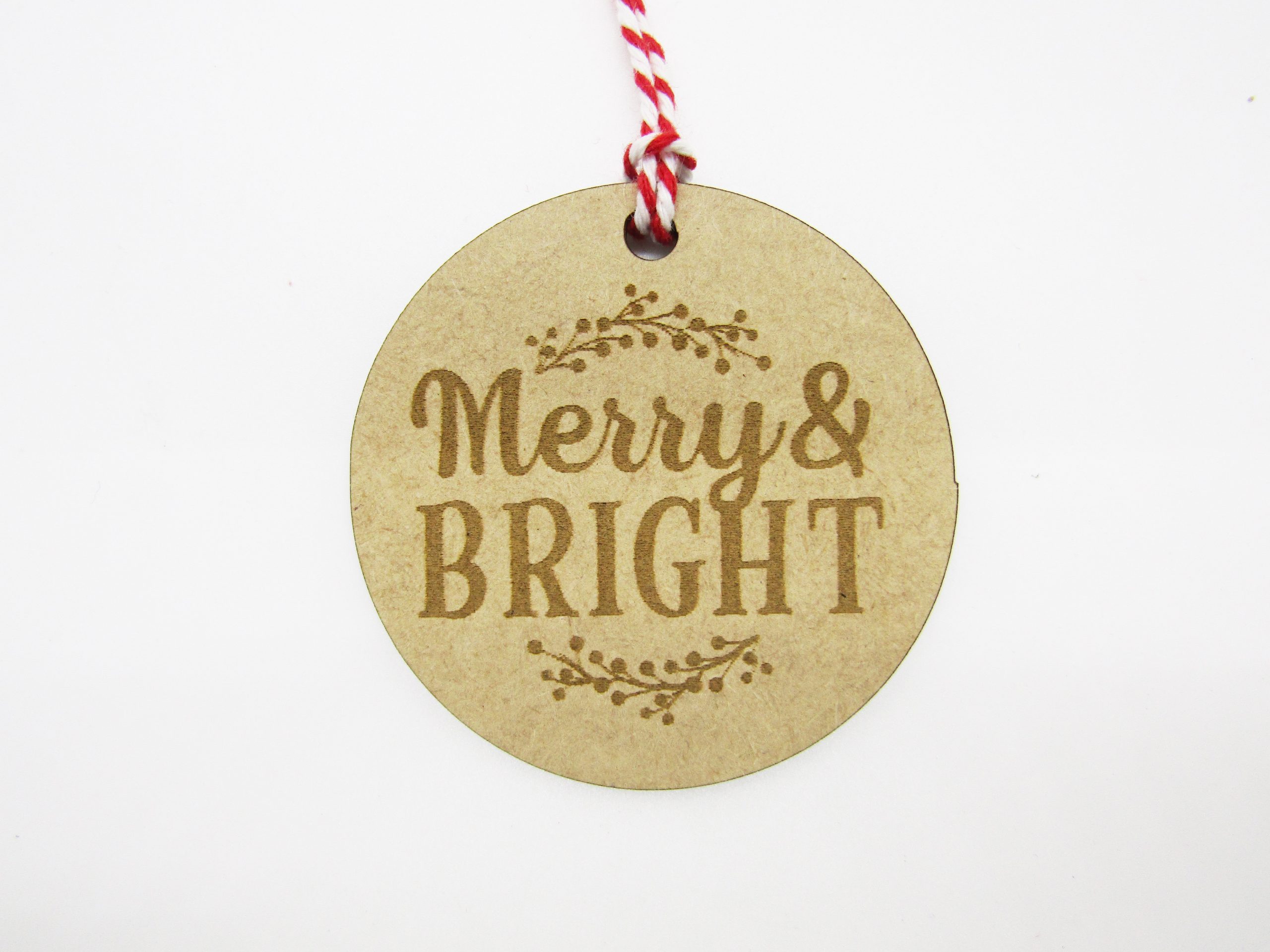 Merry and Bright Holly Branch Gift Tag