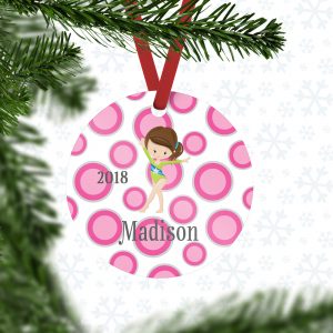 Gymnastic Girl Pink Dot Ornament