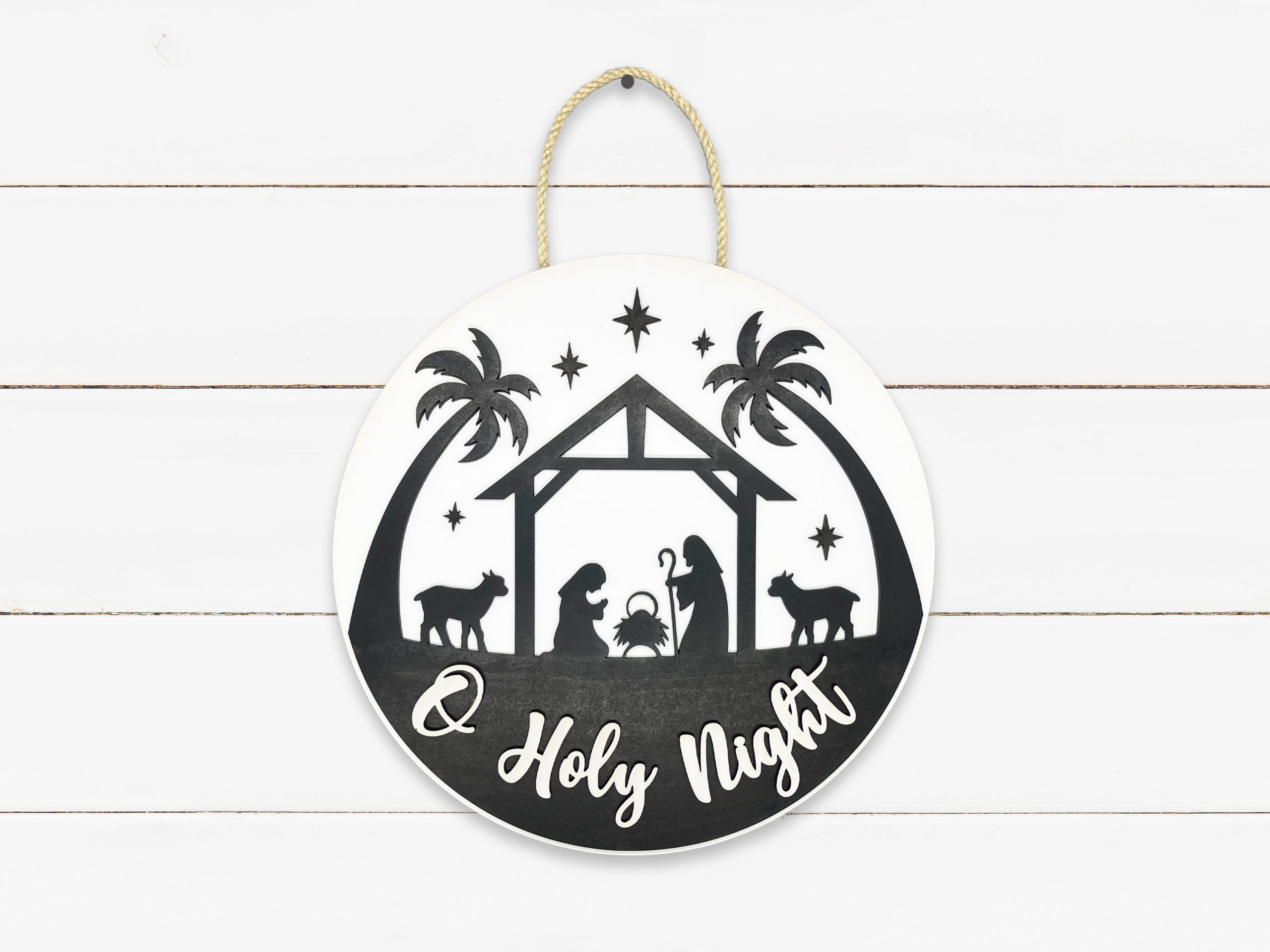 O Holy Night Nativity Scene Sign
