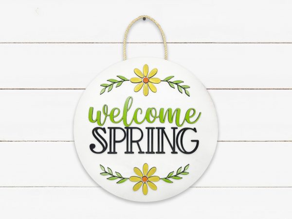 Welcome Spring Flowers Sign